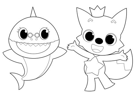 Baby Shark And His Friend Pinkfong Baby Shark Coloring Pages For Kids