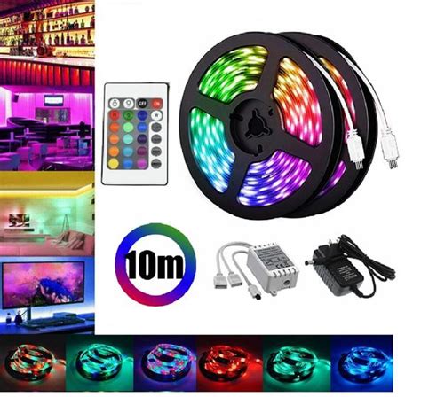 10m Led Faixa De Luz Kit Para Quarto Decorativo RGB Fita De LED