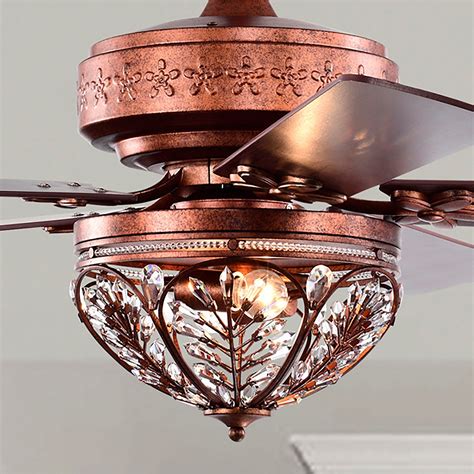 Jacira 52 inch antique copper crystal ceiling fan with remote n a – Artofit