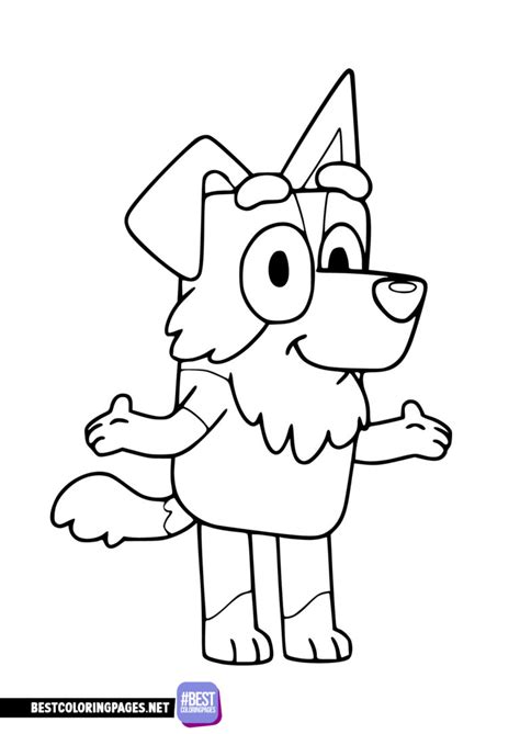 Colouring Page Bluey - dog Mackenzie - Free printable coloring pages