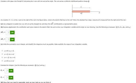 Solved Consider A Thin Glass Rod Of Length L Lying Along The Chegg