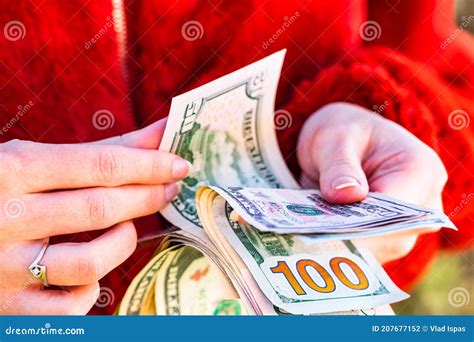 Woman Counting Money Counting Dollars Close Up Stock Photo Image Of