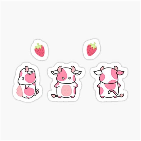 Strawberry Cow Pack Sticker By VsDesignShop Redbubble