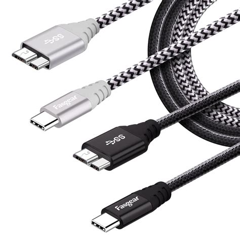 Usb C To Micro B Cord Pcs Fasgear Nylon Braided Metal Connector