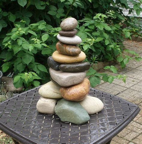 Large Garden Cairn Re Stackable Lake Michigan Beach Stone Etsy Lake