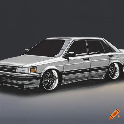 Detailed Drawing Of A Lowered 1988 Toyota Camry In Bosozoku Style On