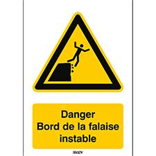 Panneau de sécurité ISO Danger Bord de la falaise instable Brady