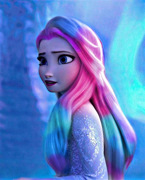 Elsa with the four spirits color scheme hair : r/Frozen