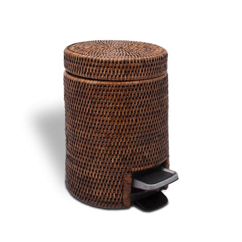 D Cor Walther Basket Te Pedal Bin Rattan Dark