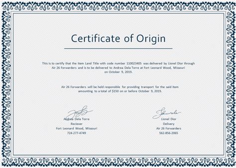 12 Excellent Certificate Of Origin Word Templates Word Excel Templates