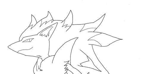 #ポケモン ゾロアーク 線画 - 春眠のイラスト - pixiv
