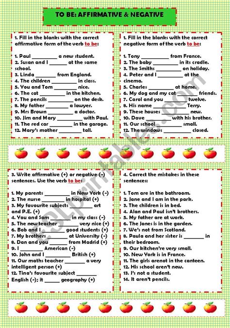 Verb To Be Affirmative And Negative Form Esl Worksheet By Anniesa Hot