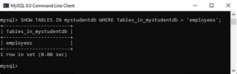 Mysql Show List Tables Javatpoint