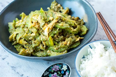 Stir Fried Bitter Gourd With Egg Mara Pad Kai Asian Inspirations