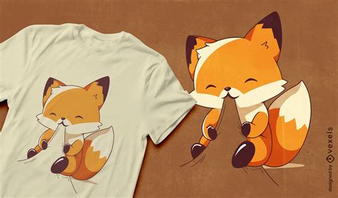 Fox Eating Fabric T-shirt Design Vector Download