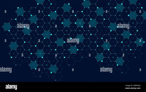 Hexagons abstract grid background with connected lines and dots. Hex ...