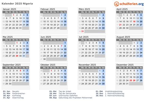 2025 Holiday Calendar In Nigeria 2025 - Alice H. Clifton