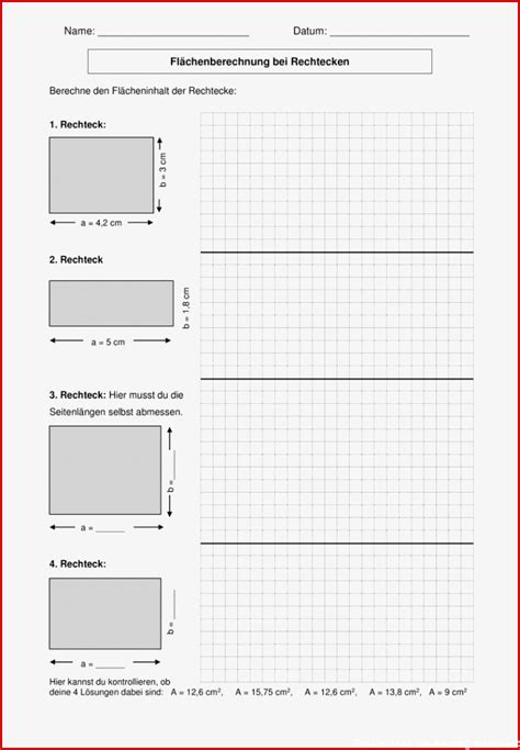 Arbeitsblatt Aufgaben Zur Flächenberechnung Von Kostenlose