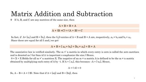 SOLUTION: Matrix addition subtraction and multiplication - Studypool