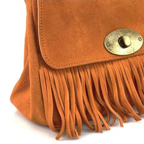 Geanta Nude Cu Franjuri Piele Intoarsa Yara