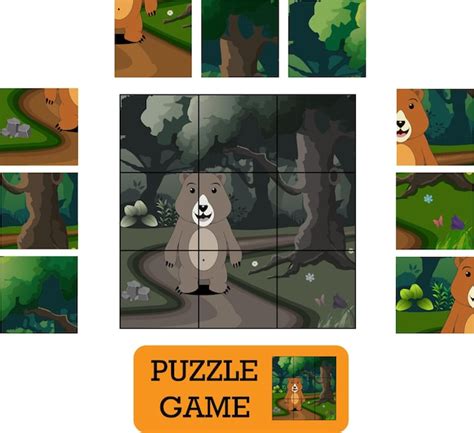 Jogo De Quebra Cabe A Para Crian As Animais Urso Em Um Jogo De