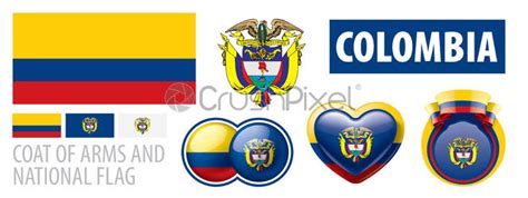 Vector Conjunto De La Bandera Nacional De Colombia En Varios Vector