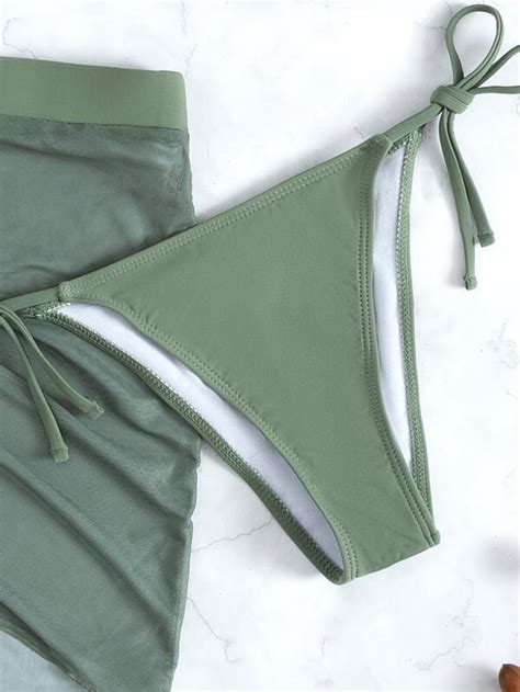 Shein Swim Basics Pack Push Up Thong Bikini Swimsuit With Cover Up Bandana Shein Usa