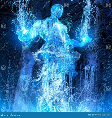 The Water Elemental Rises Majestically Above the Water in an Ancient