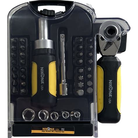 Набор торцевых головок с трещоткой NIKONA 1/4", 5-12 мм, S2 сталь, в ...
