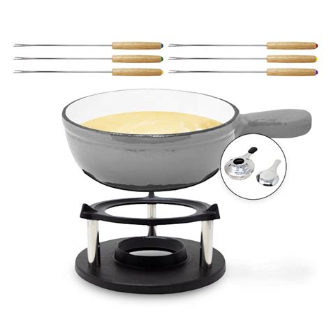 Holsten Fondue Caquelon Fondue Set Pot Warmer Burner And 6 Forks