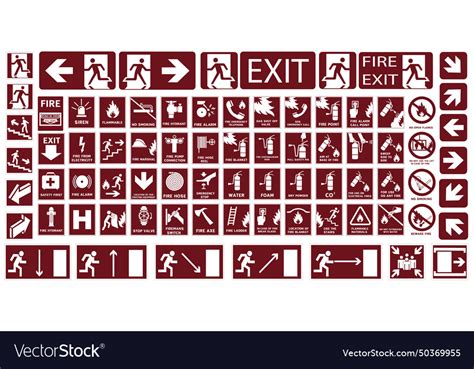 Fire evacuation signs of action during Royalty Free Vector