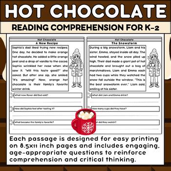 Hot Chocolate Reading Comprehension Passages And Questions K Winter Activity