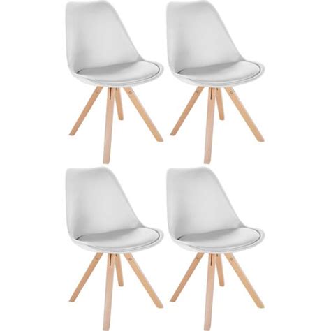 Clp Set De 4 Sillas De Comedor Sofia En Polipiel Simil Cuero Blanco