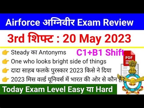 Airforce Group XY Exam Review Analysis C1 Shift 20 May Airforce