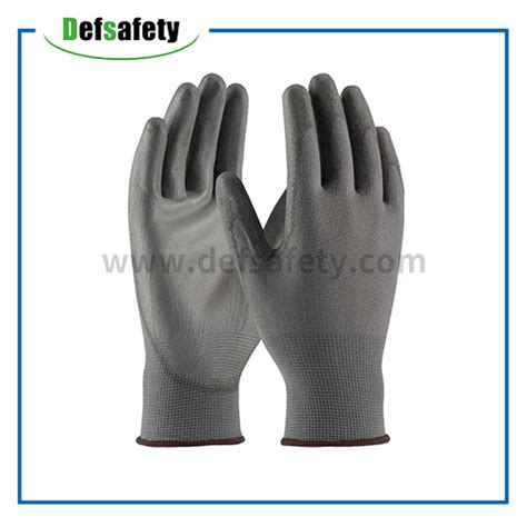 G Grey Nylon Liner Shell Grey Pu Palm Coated Seamless Knitted Gloves