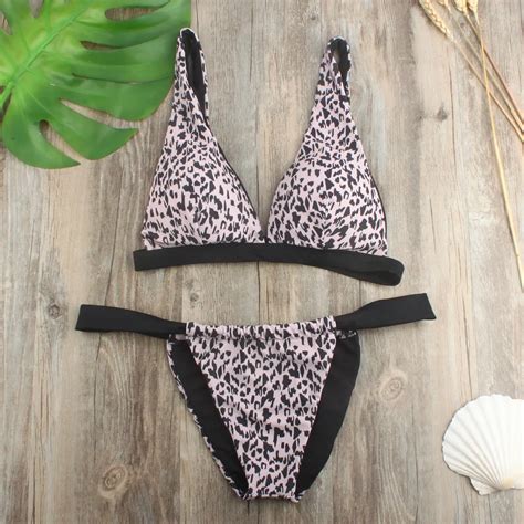 2018 Swimwear Women Leopard Bikini Set Push Up Padded Bra Swimsuit