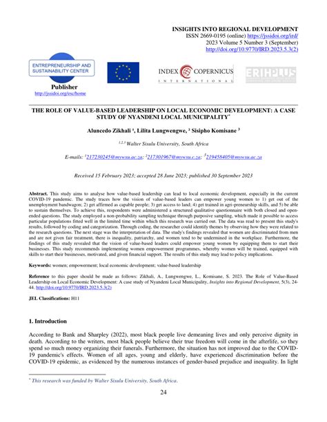 Pdf Insights Into Regional Development Publisher The Role Of Value