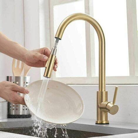 Gold Robinet De Cuisine Extensible Avec De Douche 360 Robinet Cuisine