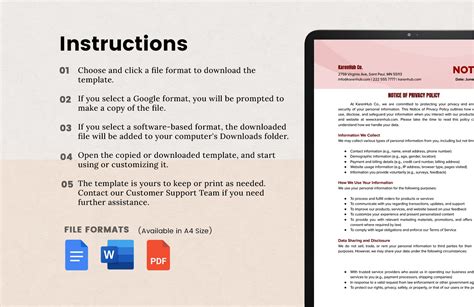 Notice of Privacy Policy Template in PDF, Word, Google Docs - Download ...
