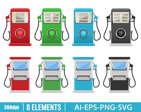 Gas Pump Clipart Vector Design Illustration. Gas Pump Set. - Etsy