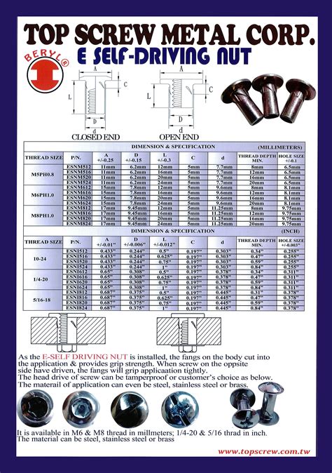 Security System E Self Driving Nut Sex Bolts TOP SCREW METAL CORP EZB B Taiwan Machine Tools