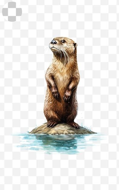 Loutre Sur Style Aquarelle Fond Transparent PSD Premium