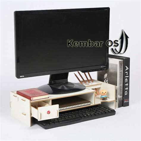 Jual Meja Laptop Standing Monitor Organizer Desktop Mini Laci