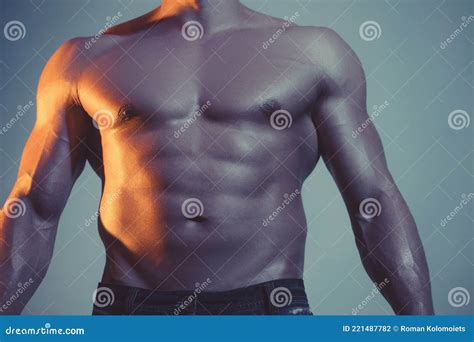 Unrecognizable Strong Naked Bodybuilder With Six Pack Stock Photo Image Of Power Bodybuilder