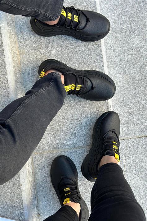 LEATHER LACING WOMAN SNEAKERS BLACK-YELLOW/ZEVE SNEAKERS KLAUDIO ...