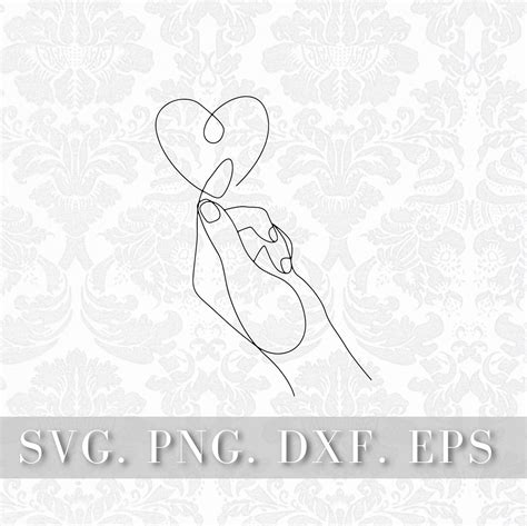 Line Art Hands Svg Line Art Heart Svg Heart Svg Love Hand Design