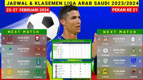 Jadwal Liga Arab Saudi Pekan Ke Klasemennya Al Shahab Vs Al