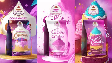 Cake powder pouch packaging and label design on Behance