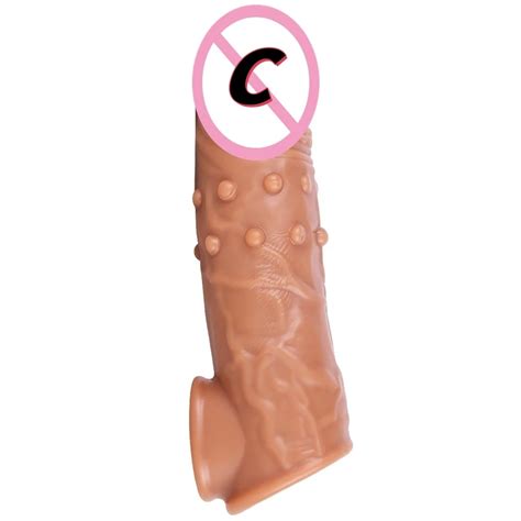 Cock Realistic Penis Sleeve Extender Reusable Dildos Condom Ejaculation