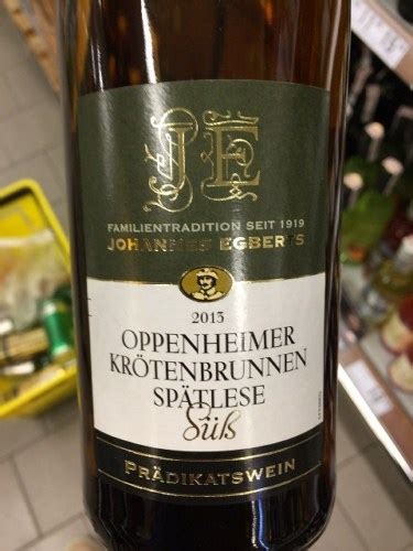 Johannes Egberts Oppenheimer Krötenbrunnen Spätlese Süss Vivino